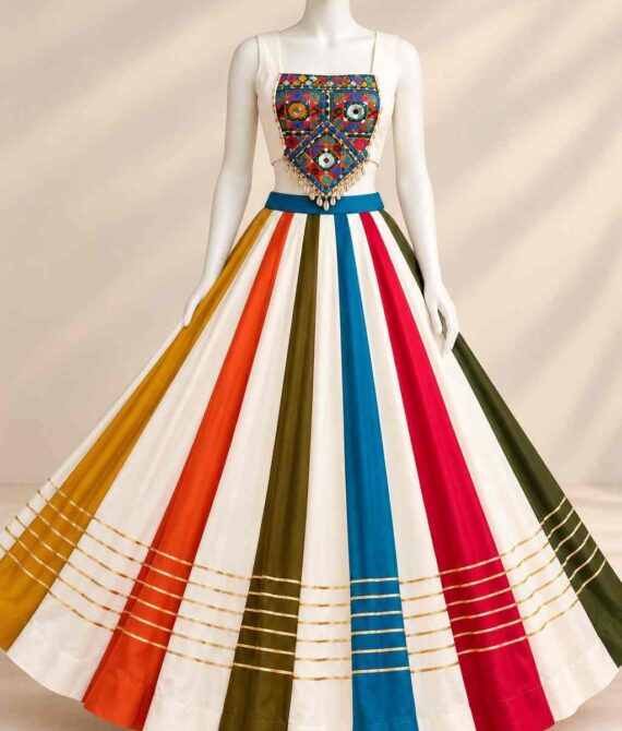 Elegant Multicolour Panel Lehenga Choli with Embroidered Blouse