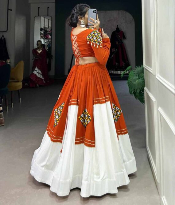 Elegant Gamthi Patchwork Rayon Lehenga with Gota Patti Blouse – Navratri Collection