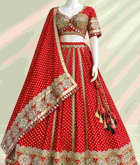 Elegant Red and White Traditional Lehenga Choli with Embroidered Dupatta